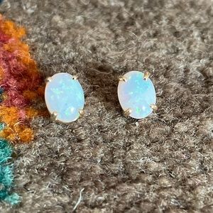 Opal Earrings in 14k Basket Settings